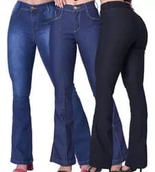 Kit 3 Calça Feminina Flare Bailarina Cintura Alta Com Bolsos