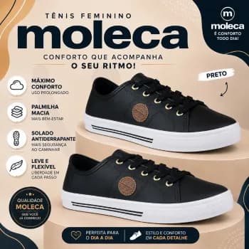 Tênis Feminino Moleca Tênis Feminino Casual Confortável Napa Ultraconforto Moleca Original