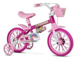 Bicicleta Infantil Nathor Flower Aro 12 Rosa com Rodinhas Menina 3 a 5 Anos