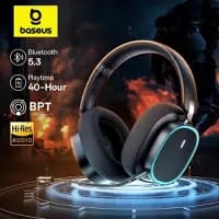 Fone de Ouvido Sem Fio Gamer BASEUS GH02 com Bluetooth 5.3, Driver de 40mm, LED RGB e 40 Horas de Bateria