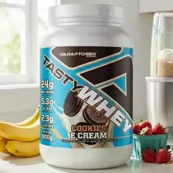 Proteína Adaptogen Science Tasty Whey Gourmet sabor Cookies 900g