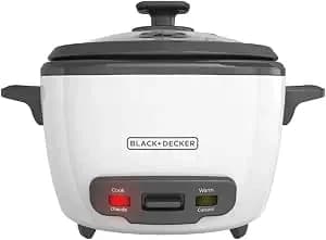 Black+decker Panela De Arroz Para 16 Xícaras, Rc516, 8 Xícaras De Arroz Cru, Cesta Fumegante, Tigela Antiaderente Removível, Um Toque