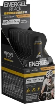 Energel Black Body Action com Cafeína – Display com 10 Sachês de 30g | Gel Energético com Whey Protein, BCAA