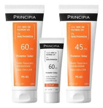 Principia Kit Trio Protetor Solar Facial Ps-01 Fps60 + Protetor Solar Corporal Ps-03 Fps 45 E 60