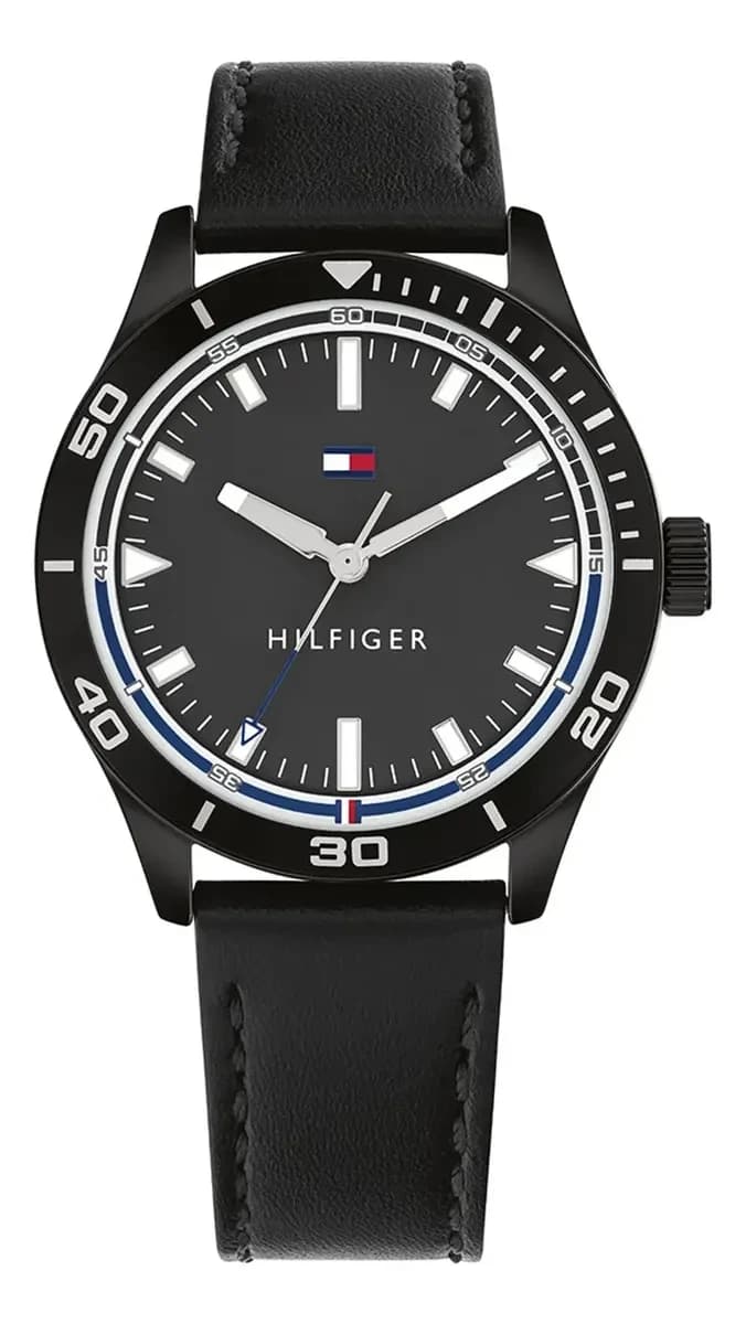 Relógio Tommy Hilfiger Toc Masculino Em Couro Preto 1791819