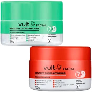 Kit Creme Hidratante Facial Refrescante + Creme Hidratante Facial Antissinais Vult Care - 100g