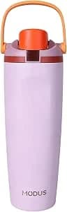 Garrafa Térmica De Água de Inox 900mL com Bico Duplo, Canudo e Alça