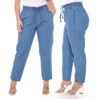 Calça Jeans Feminina Cintura Alta Tecido Leve