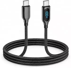 Cabo 100w Usb-c Para Usb-c Com Display Led 1,2m Super Reforçado