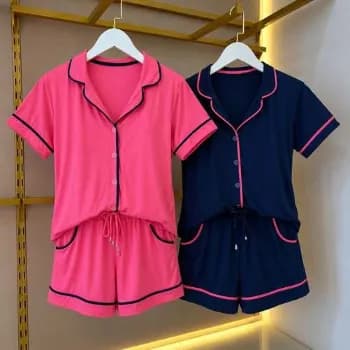 Pijama Feminino Americano Botões Para Amamentação Baby Doll