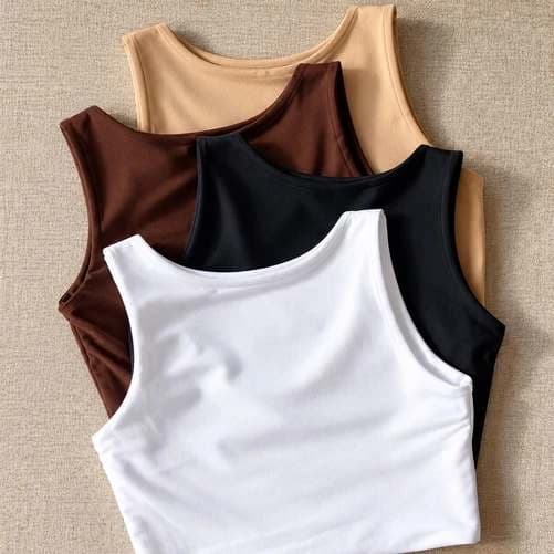 Kit 4 Blusas Regata Feminina Suplex Tshirt Básica Casual Preto + Branco + Marrom + Nude Liso G/gg (40-42)