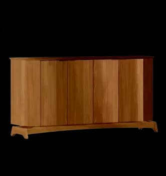 Buffet Aparador Curvo Em Mdf 4 Portas 160cm Com Pés Em