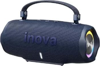 INAVA Caixa de Som Bluetooth 5.4 com Música 12 Horas por Dia - Som Estéreo Explosivo, Luzes RGB Coloridas, Impermeável IPX6 - Sua Companheira Perfeita para Praia, Acampamento e Festas (Azul)