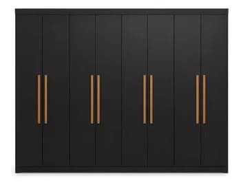Guarda Roupa Casal 8 Portas Preto Espresso Móveis 4 Gavetas MDF 200x237x47cm