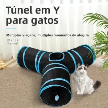 Túnel para Gatos] Túnel para Gatos Dobrável em Y com Três Canais, Túnel de Brincadeira para Gatos com Teto de Claraboia