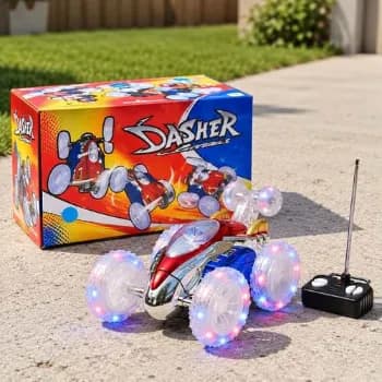 Carrinho De Controle Remoto Infantil 360° Com Luz Led E Som Manobras Radicais Resistente Pirueta Cambalhotas Presente Crianças Menino - Brinquedo Interativo Inteligente