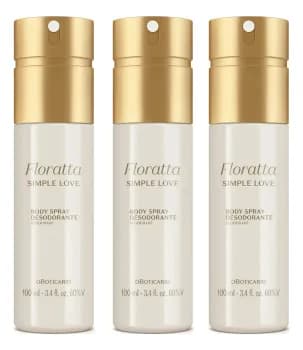 Combo Body Spray Floratta Simple Love 100ml Kit com 3 Unidades