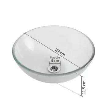 Cuba Pia De Apoio Sobrepor Vidro Redonda 30 Cm Transparente Banheiro Lavabo Beltempo Bt-4030 Texturizado