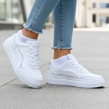 Tênis plataforma feminino casual branco