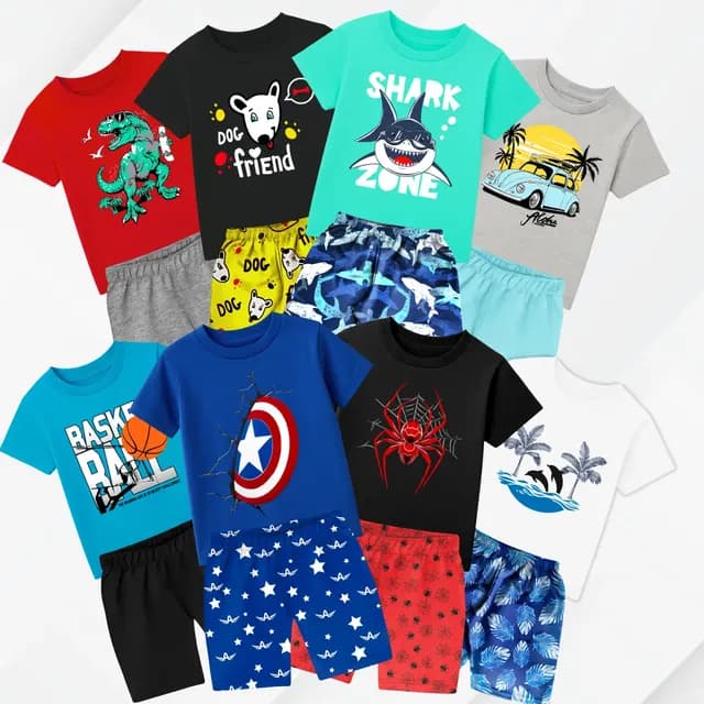 Kit 6 Peças De Roupa Infantil Menino Masculino Verão Atacado