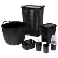 Kit Banheiro Lavanderia Trama 7 Peças Preto