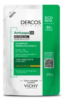 Shampoo Anticaspa Cabelos Secos Com Selênio Ds, Dercos Ds Vichy, Refil 200g