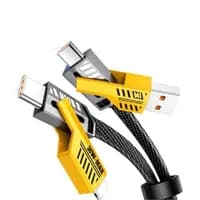 Cabo 4 em 1 65W USB-C Rápido Nylon Preto