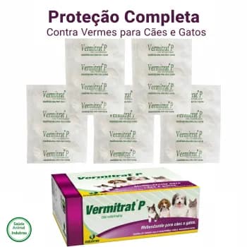 Vermitrat P - Kit 5 Cartelas - Vermifugo para cães, gatos - Remédio, medicamento verme, cachorro, gato - Indubras