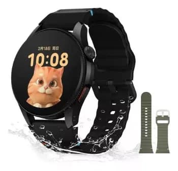 Smartwatch Aurafit G12, Gps, Resistência À Água 3atm, Preto Preto Mesh Verde-militar/preto