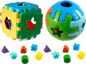 Kit Educativo Com Cubo E Bola Didáticos Bebês 1 Ano Estimula Desenvolvimento Infantil