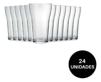 Jogo 24 Copos Vidro Boteco Nadir 200ml Cerveja Kit
