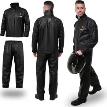 Capa De Chuva Moto Pioneira Impermeável Pvc Motoqueiro Frio Preto Com Laranja Masculino - G
