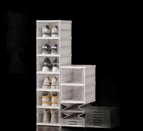 Sapateira Vertical Empilhável 6 Pares Organizador De Calçados Modular Branco Caixa De Tênis Fácil Montagem