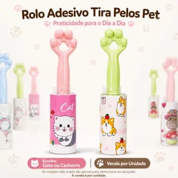 Rolo Tira Pelos Adesivo Pet Limpeza Pelos 50 tiras Adesivas Removedor De Pelos Roupas Sofá E Outros