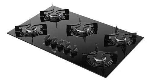Cooktop 5 Bocas Preto com Mesa de Vidro Atlas Agile Up Bivolt