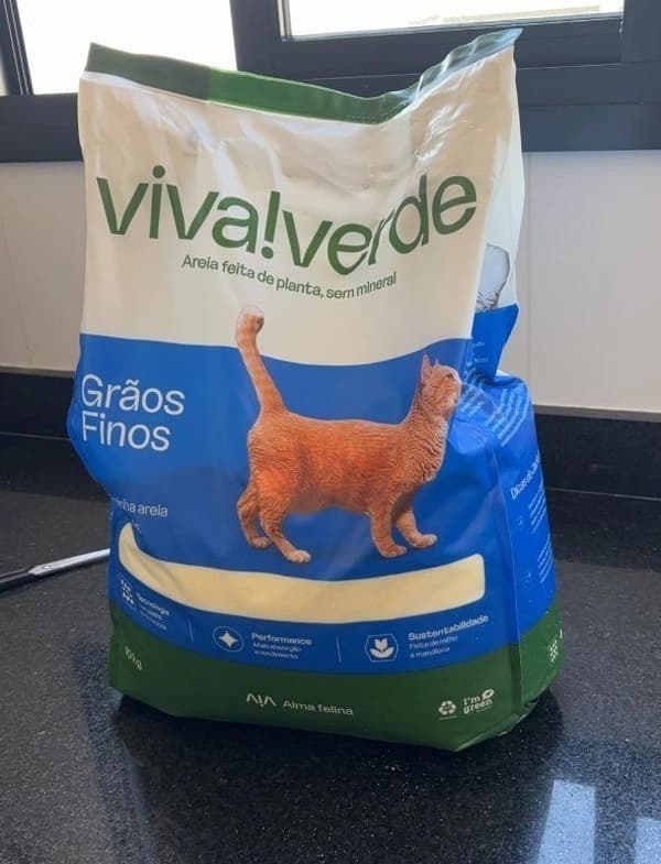 Viva Verde Areia Higiênica Biodegradável para Gatos Grãos Finos 4kg