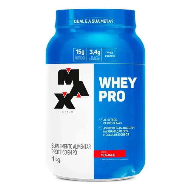 Proteína Max Titanium Whey Pro Concentrado em pó sabor Morango