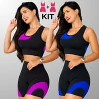 Kit 2 Tops e Shorts Academia Feminina