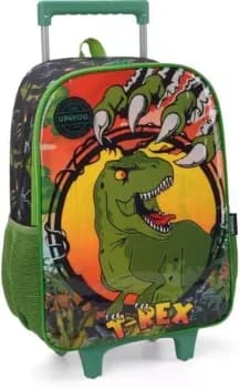 Mochila Escolar, Infantil, Com Rodinha, Up4you, Dinossauro, Grande, Preta Luxcel