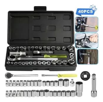 Kit Ferramentas Soquetes Multiuso 40 Peças Maleta Completa