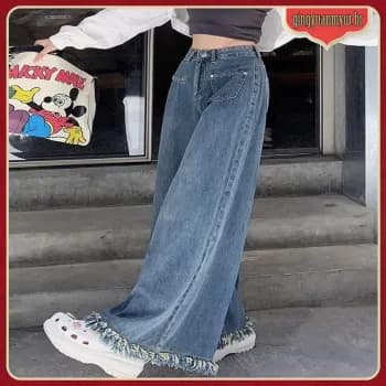Calça jeans feminina mom calça jeans feminina pantalona Plus size americano retro cru-afiado jeans, primavera e outono