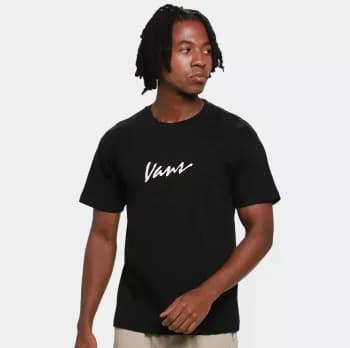 Camiseta Vans Classic Script Masculina - Preto