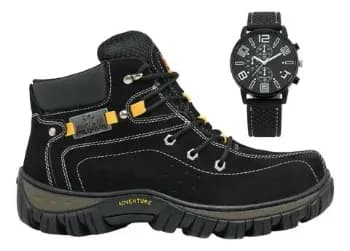 Bota Adventure + Relógio Coturno Polo Fran Couro Masculina