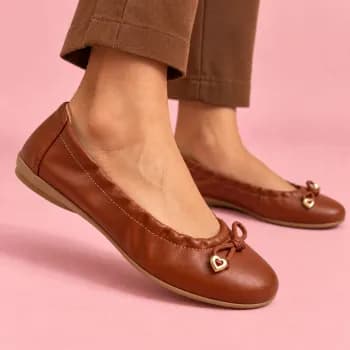 Sapatilha Feminina Dalla Vecchia de Elástico Confortavel Mulher Feminino Estica Elegante Conforto Marrom