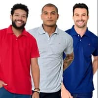 Kit 3 Camisas Gola Polo Masculina Piquet Lisa Camisaria Colombo