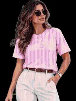 Camiseta T-shit Feminina Malha Peruana Básica Oversized Rosa Liso P