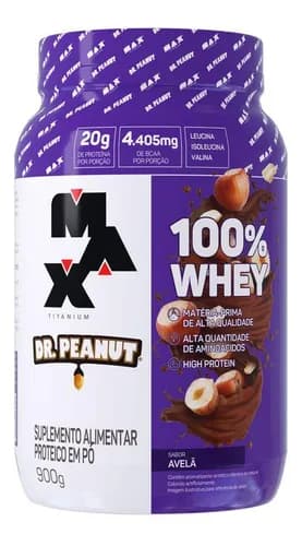 100% Whey Max Titanium x Dr. Peanut (900g), Sabor Avelã