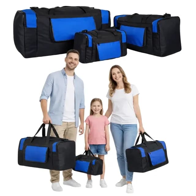 Kit 3 Bolsa De Mão Mala Viagem Grande Sacola Academia Treino Azul Lisa