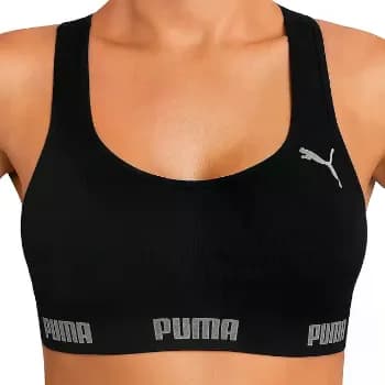 Top Puma Original Feminino Alta Sustentação Academia Fitness Preto Lisa Eg 48-50