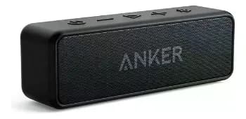 Caixa De Som Portátil Anker Soundcore 2 Bluetooth 5 Ipx7 À Prova D'água 12w Dsp Digital Bassup Graves Potentes 24h Bateria Estéreo Duplo Pareamento Alcance 20m Camping Praia Casa Viagem Cor Preto